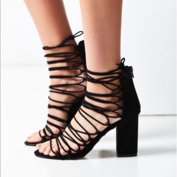 New!! Urban Outfitters Lace-Up Black Heels